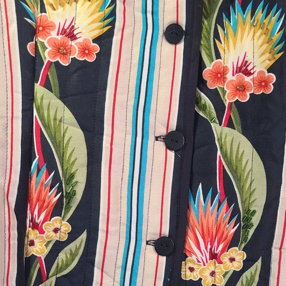 Silkland green red yellow cream multicolor floral  jacket/ blazer size small S - Picture 3 of 6